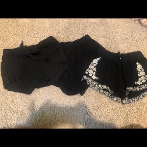 Few of black flowy shorts